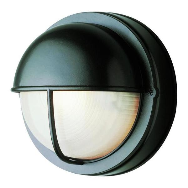 Trans Globe One Light Black Frosted Round Sunburst Ribbing Glass Marine Light 4120 BK